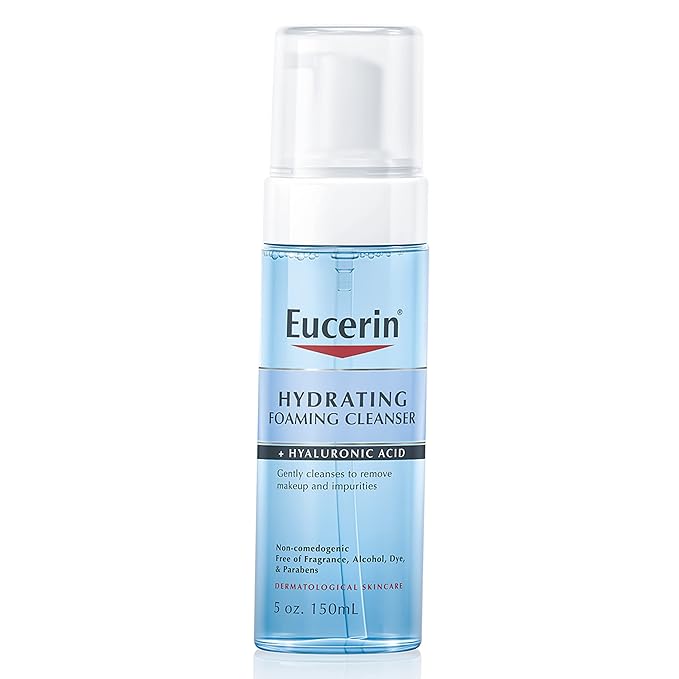 Eucerin Hydrating Foaming Daily Facial Cleanser with Hyaluronic Acid, 5 Fl Oz