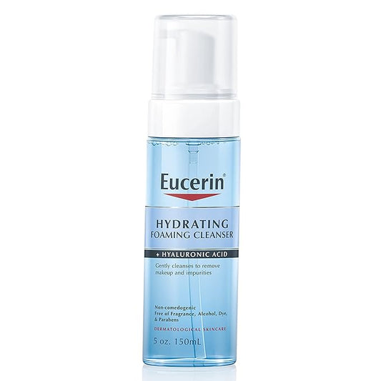 Eucerin Hydrating Foaming Daily Facial Cleanser with Hyaluronic Acid, 5 Fl Oz