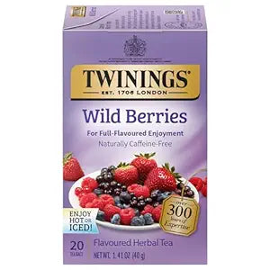 Twinings Wild Berries Herbal Tea Individually Wrapped Bags, 20 Count (Pack of 6), Full-Flavoured, Naturally Caffeine-Free, Enjoy Hot or Iced | Packaging May Vary